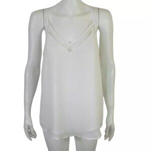 Lulus Sweet Fling White V-Neck Mesh Trim Camisole Tank Top